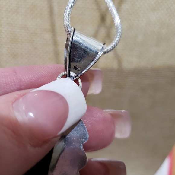 Bloodstone gemstone, 925 silver necklace - Picture 8 of 12